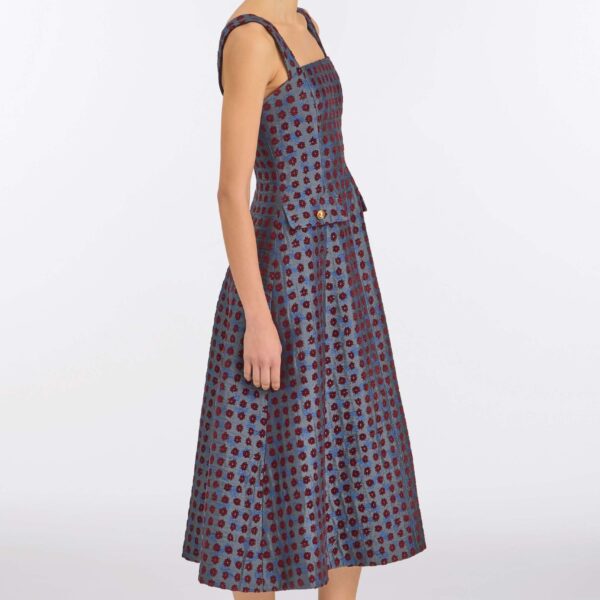 Markarian Birdie Teal Tapestry Midi Dress, view 3