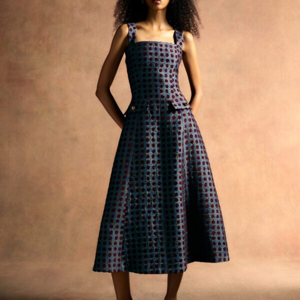 Markarian Birdie Teal Tapestry Midi Dress, view 5