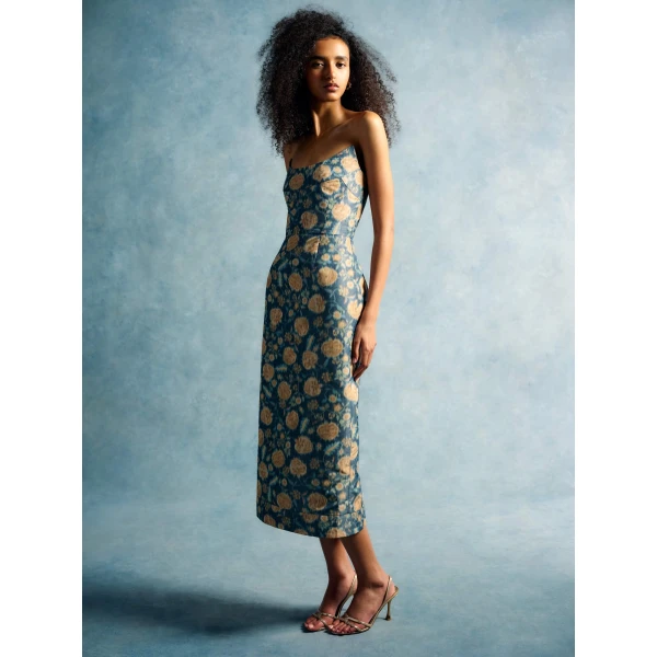 Markarian Cyprus Dusk Marigold Ikat Midi Dress, view 2