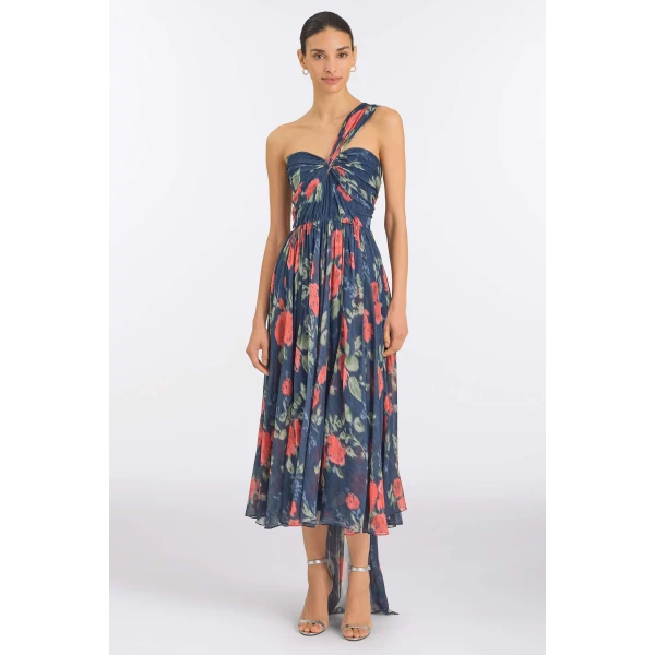 Markarian Erica Red Bloom Chiffon Midi Dress, view 2