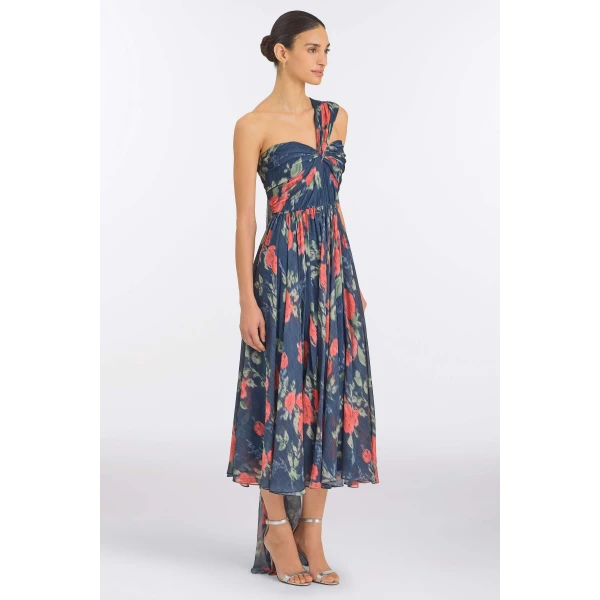 Markarian Erica Red Bloom Chiffon Midi Dress, view 3