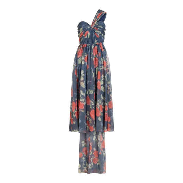 Markarian Erica Red Bloom Chiffon Midi Dress