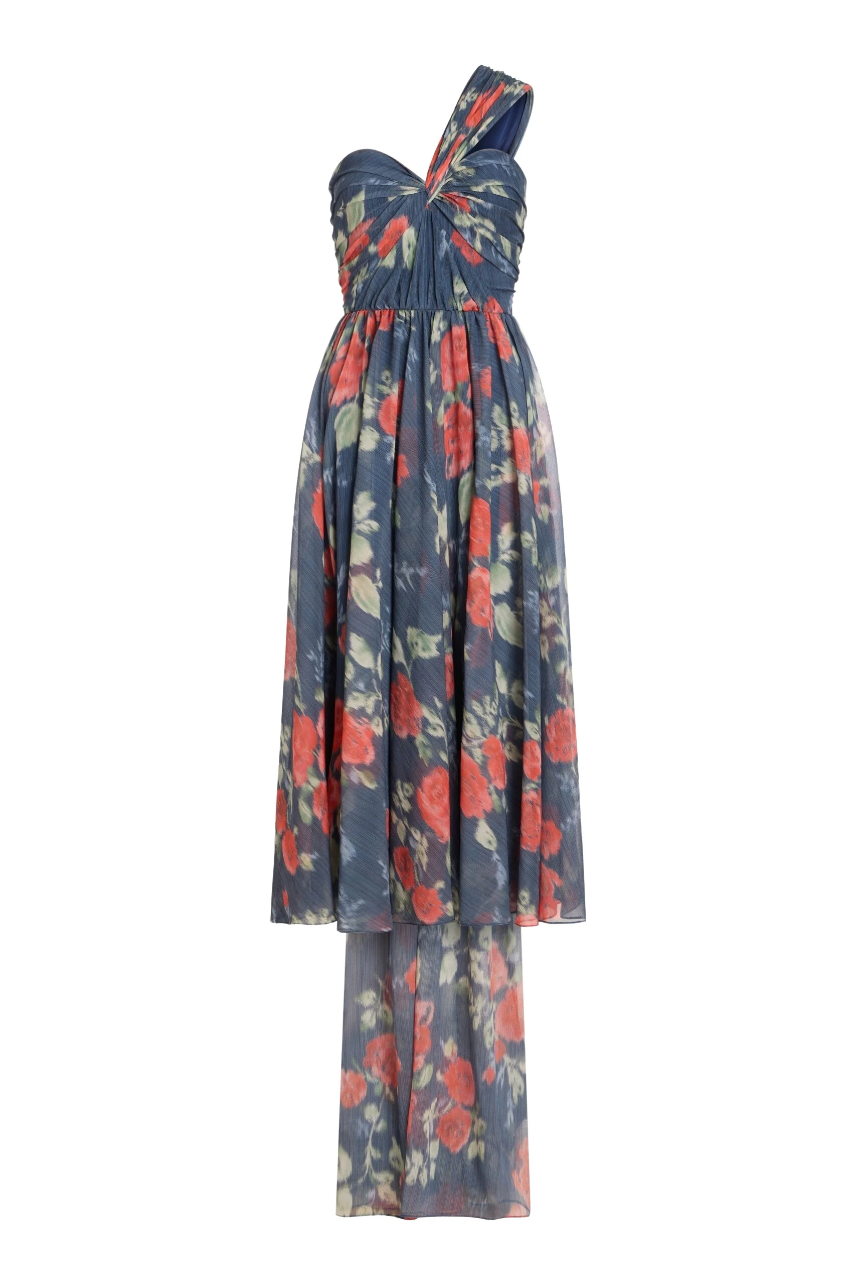 Markarian Erica Red Bloom Chiffon Midi Dress