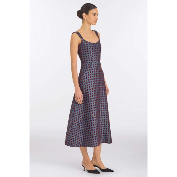 Markarian Frances Teal Tapestry Midi Skirt, view 3