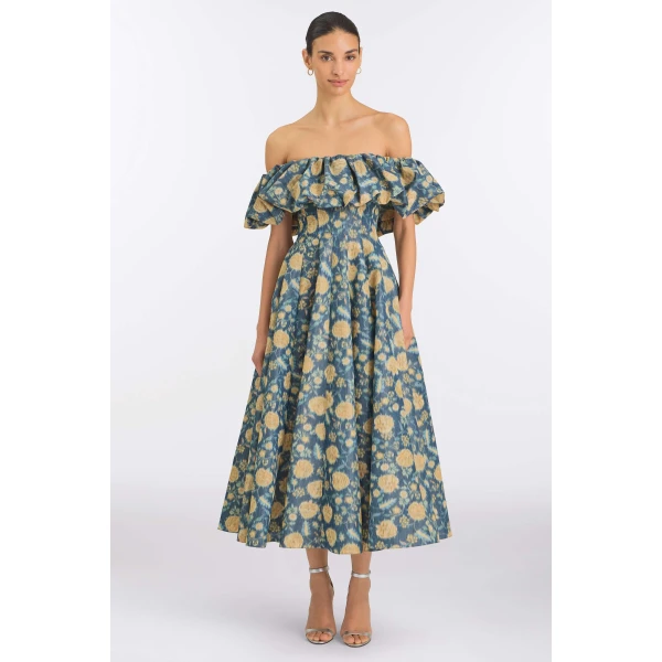 Markarian Freesia Dusk Marigold Ikat Midi Dress, view 2