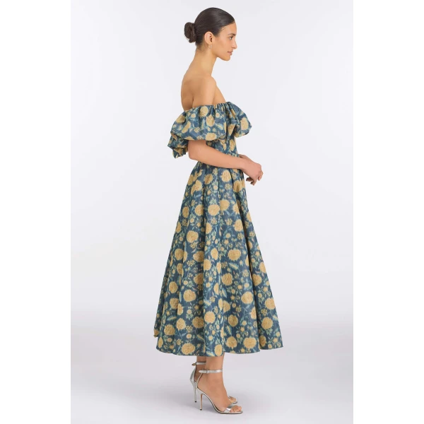 Markarian Freesia Dusk Marigold Ikat Midi Dress, view 3