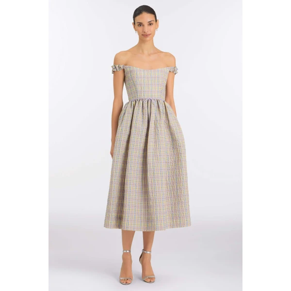 Markarian Ginger Pastel Plaid Midi Dress, view 2