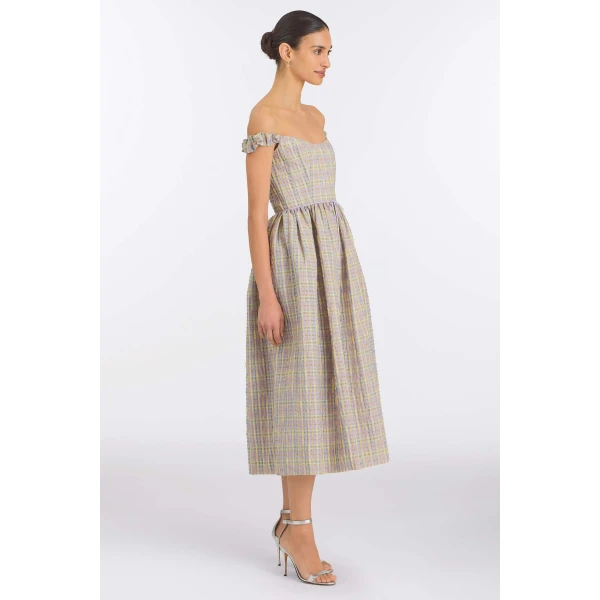 Markarian Ginger Pastel Plaid Midi Dress, view 3