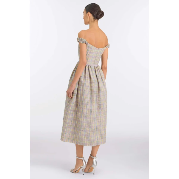 Markarian Ginger Pastel Plaid Midi Dress, view 4
