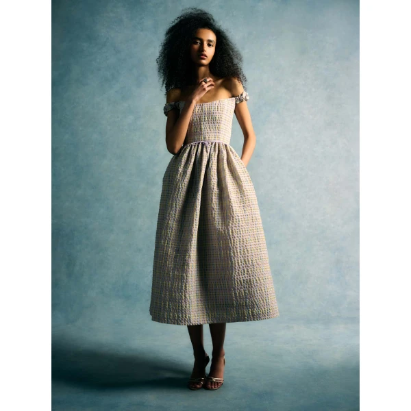 Markarian Ginger Pastel Plaid Midi Dress, view 5