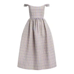 Markarian Ginger Pastel Plaid Midi Dress
