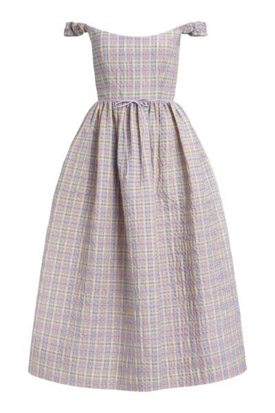 Markarian Ginger Pastel Plaid Midi Dress