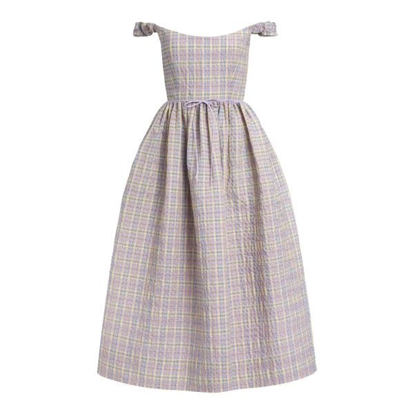 Markarian Ginger Pastel Plaid Midi Dress