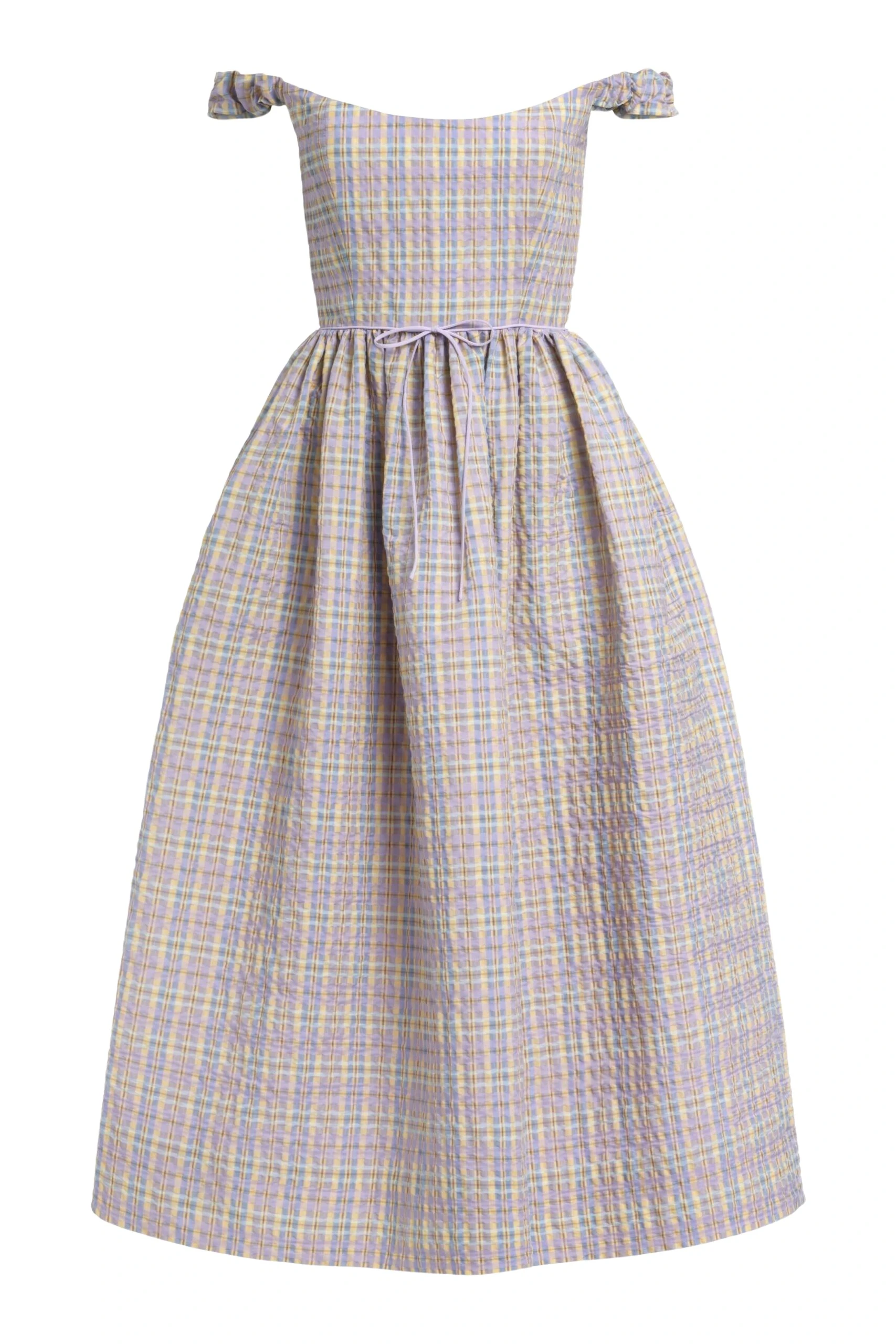 Markarian Ginger Pastel Plaid Midi Dress