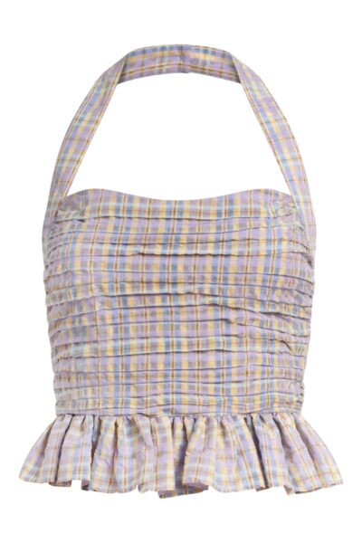 Markarian Kit Pastel Plaid Halter Top