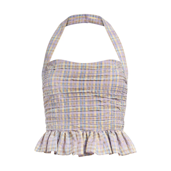Markarian Kit Pastel Plaid Halter Top