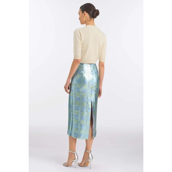 Markarian Lucida Gingham Sequin Skirt, view 4