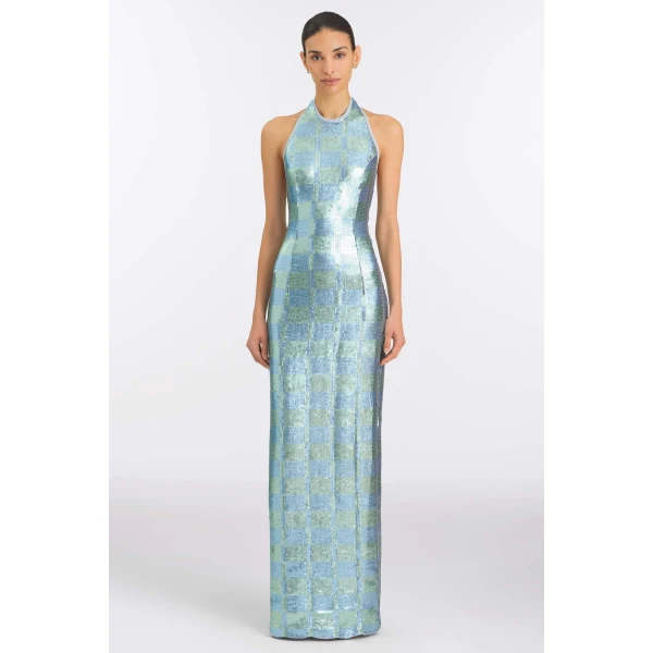 Markarian Nerine Gingham Sequin Gown, view 2