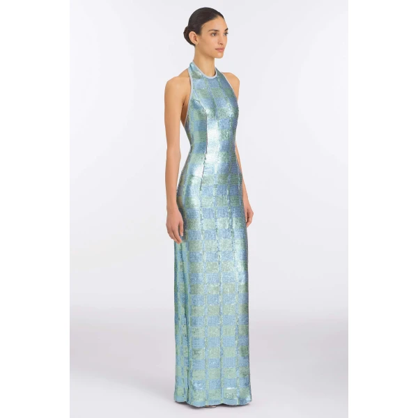 Markarian Nerine Gingham Sequin Gown, view 3