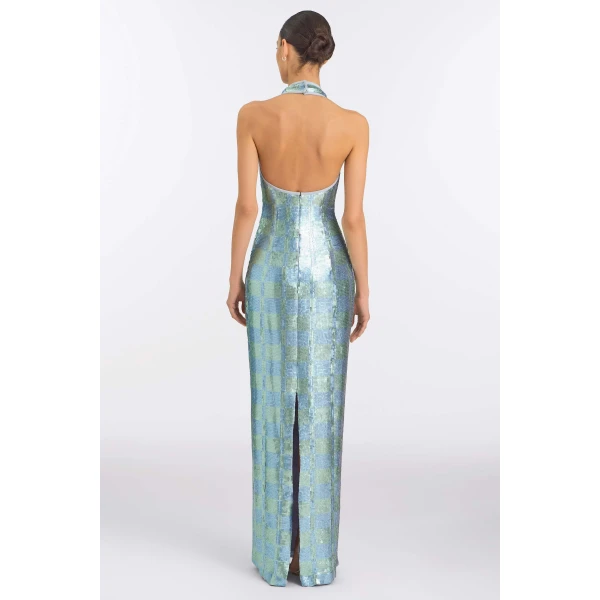 Markarian Nerine Gingham Sequin Gown, view 4