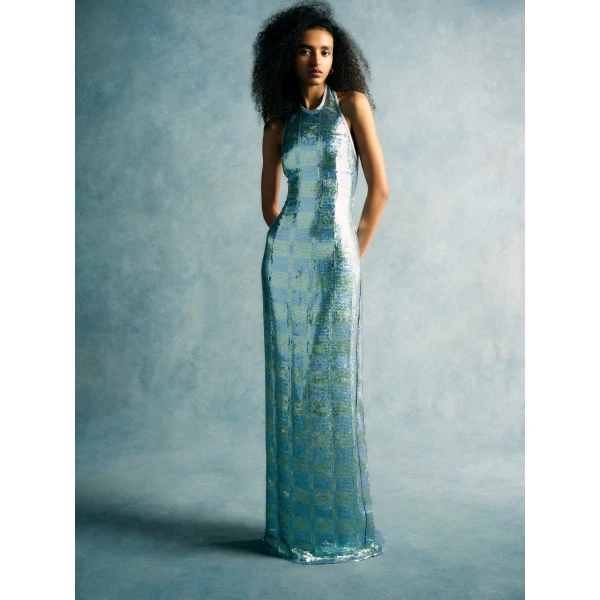 Markarian Nerine Gingham Sequin Gown, view 5