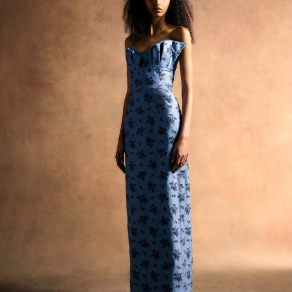 Markarian Rita Navy Bouquet Gown, view 5