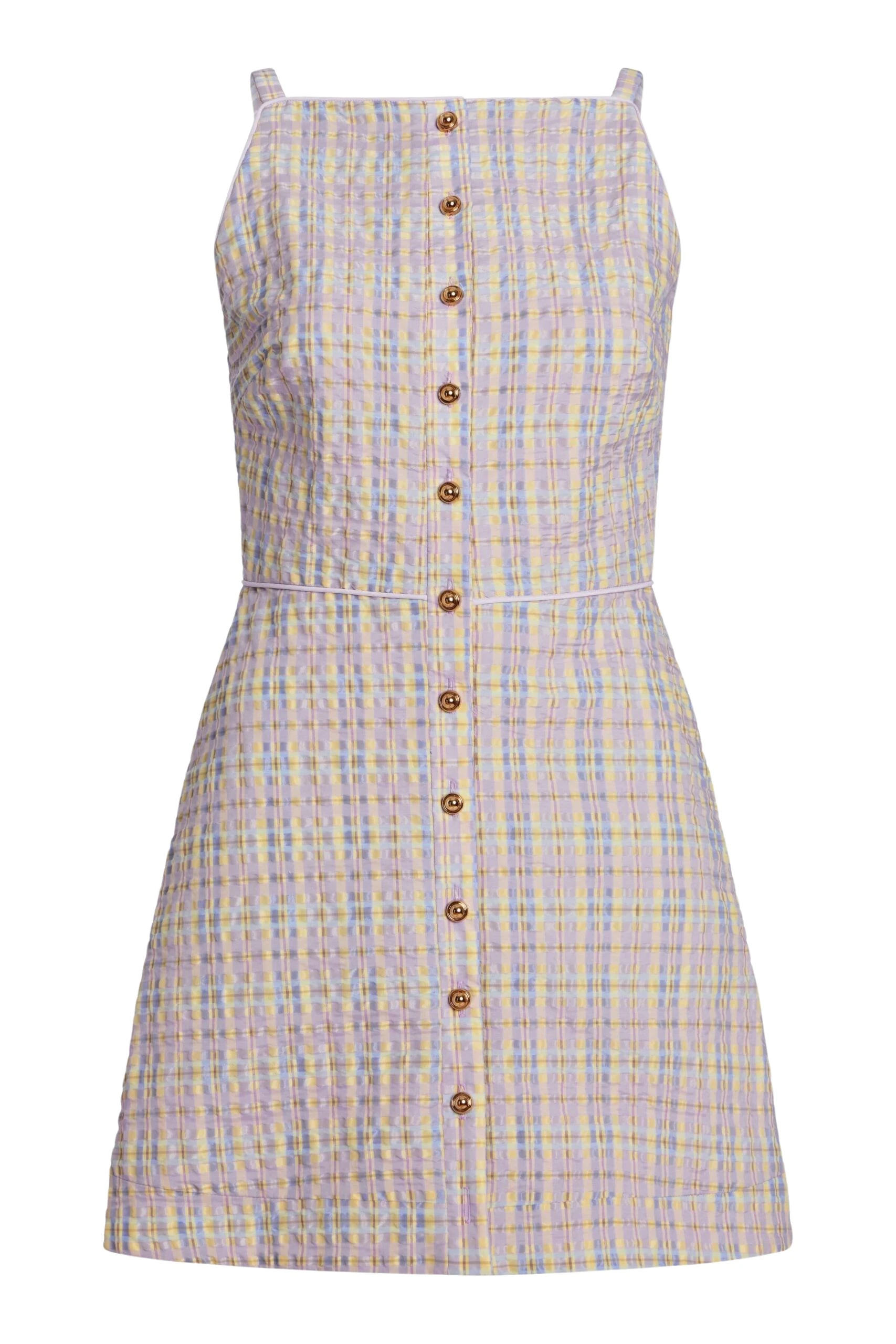 Markarian Skye Pastel Plaid Button Up Mini Dress