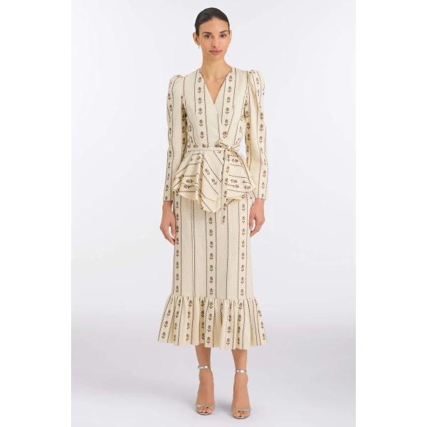 Markarian Suri Ivory Linen Skirt, view 2