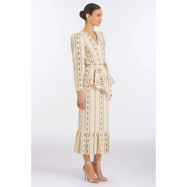 Markarian Vega Ivory Linen Wrap Top, view 3