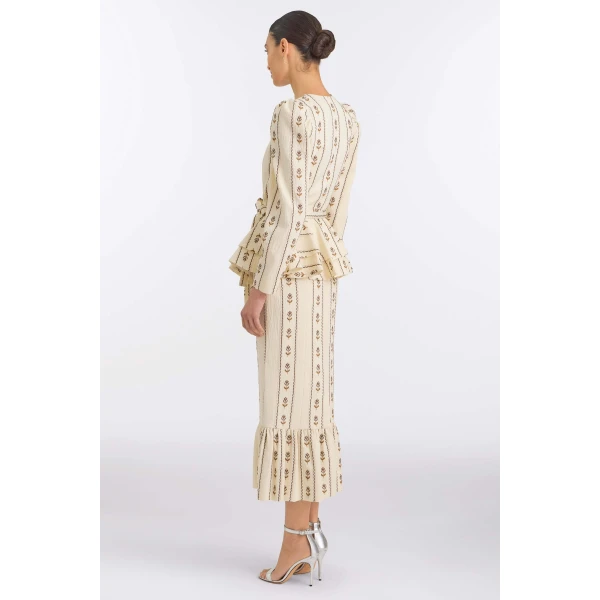 Markarian Vega Ivory Linen Wrap Top, view 4