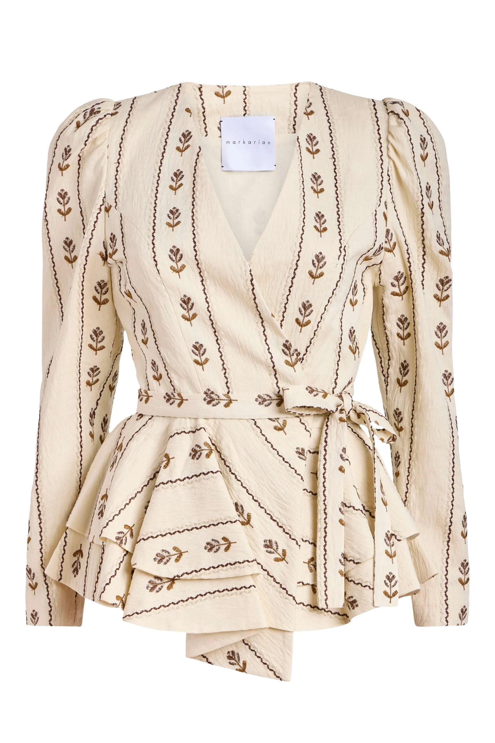 Markarian Vega Ivory Linen Wrap Top