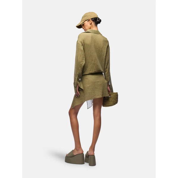 The Attico Military green mini dress, view 3