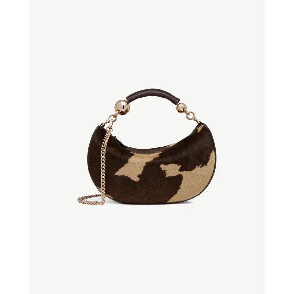 Strathberry Crescent Moon Mini in Sand and Espresso Spot Print, view 2