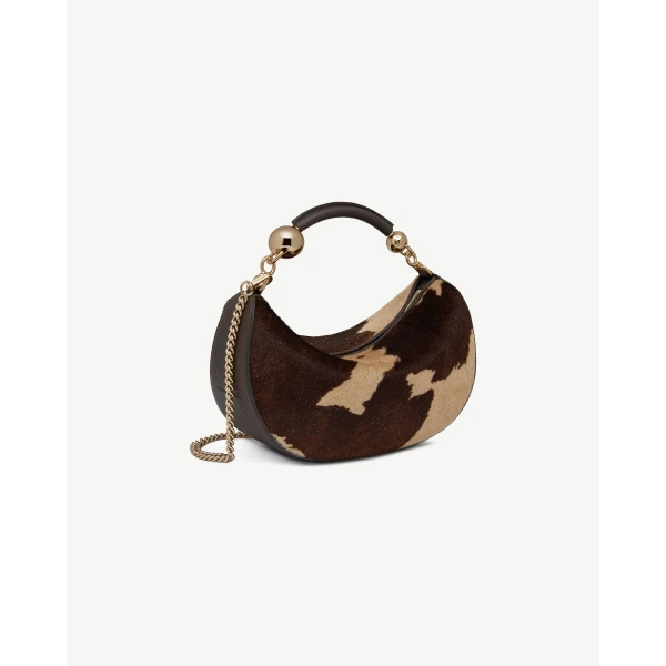 Strathberry Crescent Moon Mini in Sand and Espresso Spot Print, view 3