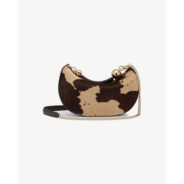 Strathberry Crescent Moon Mini in Sand and Espresso Spot Print, view 4