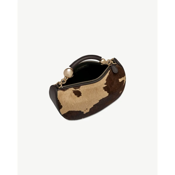 Strathberry Crescent Moon Mini in Sand and Espresso Spot Print, view 5