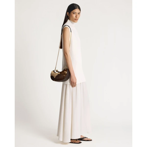 Strathberry Crescent Moon Mini in Sand and Espresso Spot Print, view 7