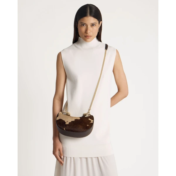 Strathberry Crescent Moon Mini in Sand and Espresso Spot Print, view 8