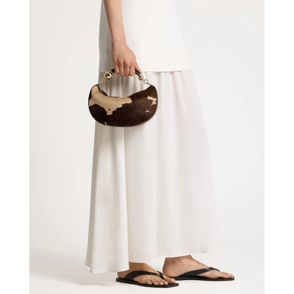 Strathberry Crescent Moon Mini in Sand and Espresso Spot Print, view 9