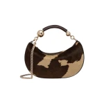 Strathberry Crescent Moon Mini in Sand and Espresso Spot Print
