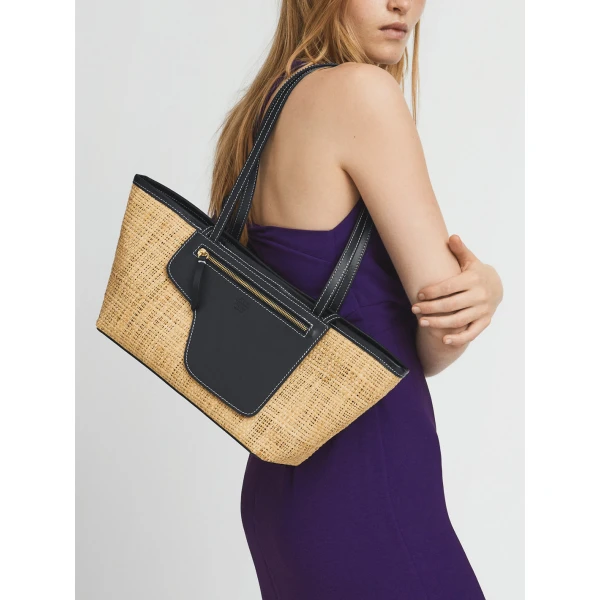 ATP Atelier Gaiba in Natural and Black Mini Tote Bag, view 2