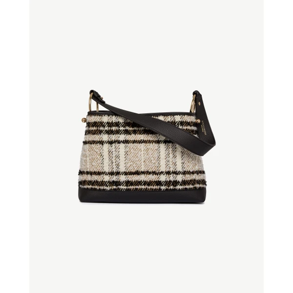 Strathberry Lana Hobo in Black Bouclé Tartan, view 4