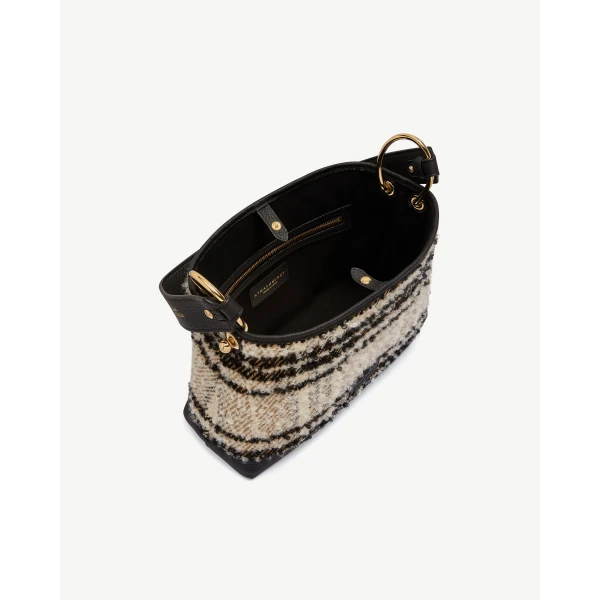 Strathberry Lana Hobo in Black Bouclé Tartan, view 5