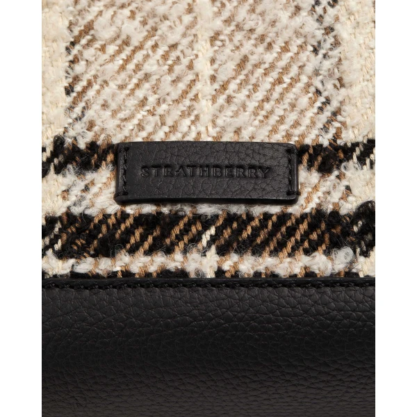 Strathberry Lana Hobo in Black Bouclé Tartan, view 6