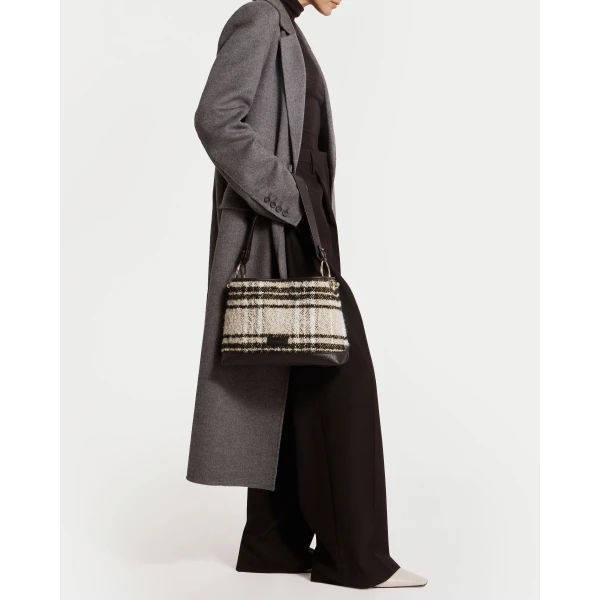 Strathberry Lana Hobo in Black Bouclé Tartan, view 7
