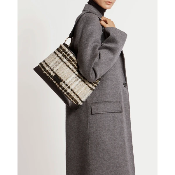 Strathberry Lana Hobo in Black Bouclé Tartan, view 8