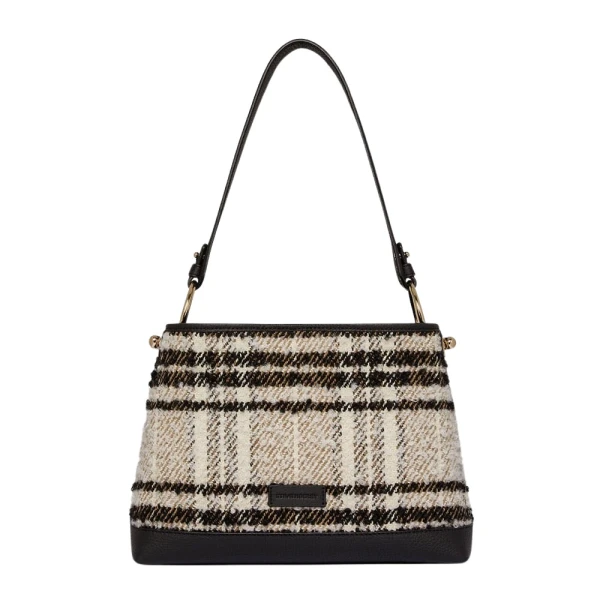 Lana Hobo in Black Bouclé Tartan