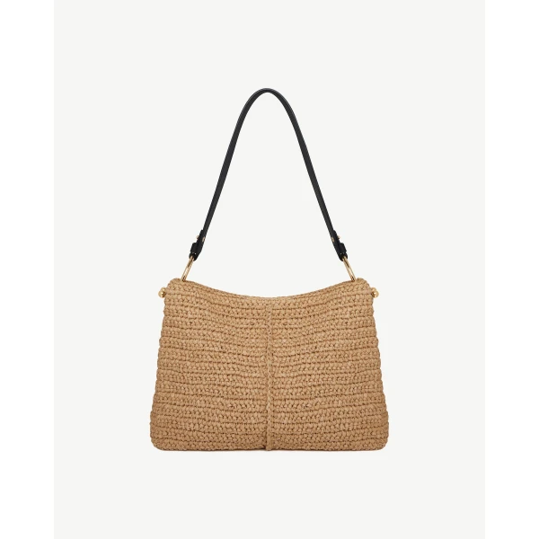 Strathberry Lana Hobo in Raffia and Black, view 2