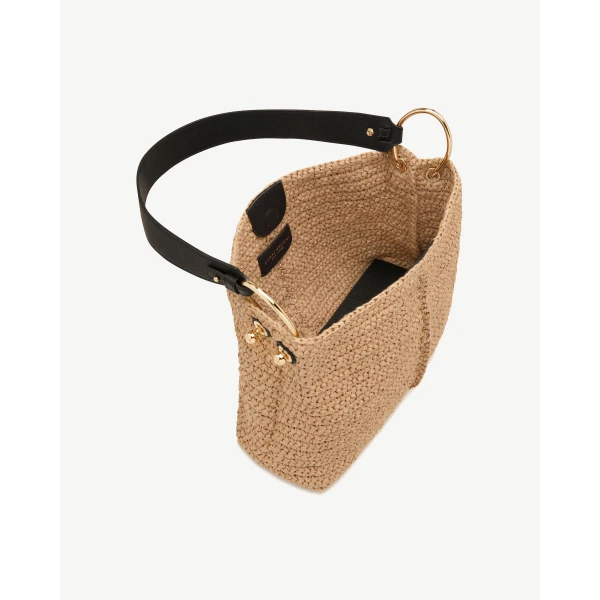 Strathberry Lana Hobo in Raffia and Black, view 5