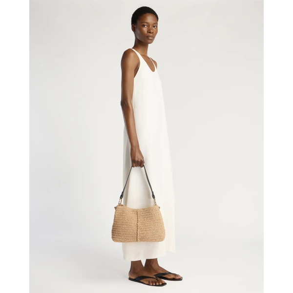 Strathberry Lana Hobo in Raffia and Black, view 7